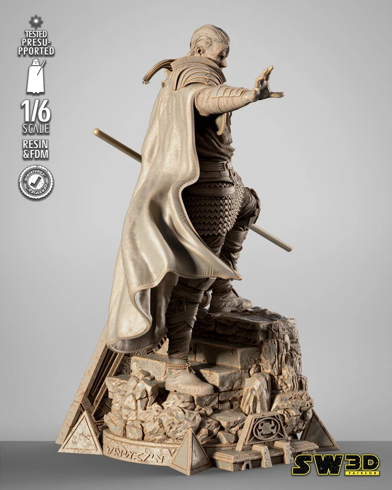 Exar Kun Star Wars 3D Printed Figure, Unpainted Sith Lord Model Kit - Image 3 of 4