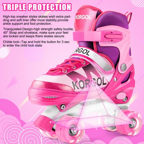 Kids Roller Skates for Boys & Girls Beginners, Adjustable with Lights Up Wheels! - Picture 9 of 17