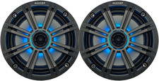 6.5" 195W RGB Marine Speakers Pair with Charcoal Grilles for Boats