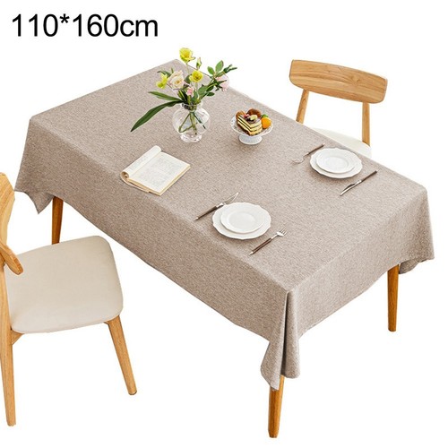 Khaki Solid Cotton Linen Tablecloth for Rectangular For Dining and Coffee - Picture 5 of 42