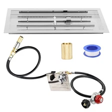 24" by 8" Drop-in Insert Fire Pit Pan Burner Kit, Rectangular Stainless Steel...