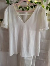   Elegante Tunika-Bluse Gr. L in Cremeweiß  