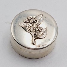 800er Pillen Silber Dose Pillendose  Blumen Floral Schmuckdose Vintage Jugendsti