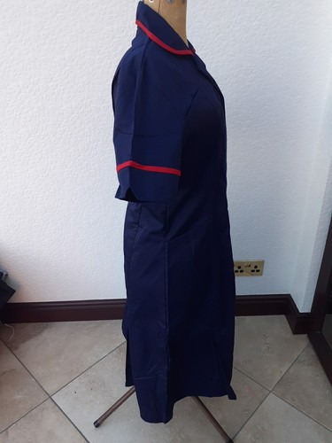 Work In Style Nurses Dress Size 36 Navy Blue Red Trim Denist Therapist Carer - Bild 2 von 20