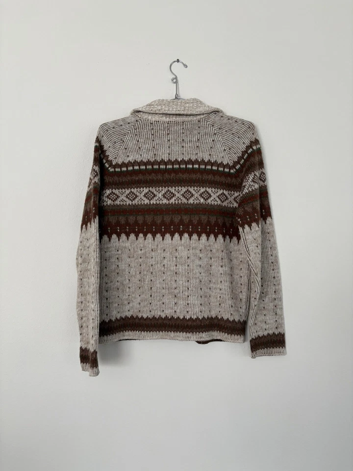 Suéter Vintage Años 70 Londres Niebla Bohemio Western Retro Patrón Acrílico Cremallera M Foto 2 de 4