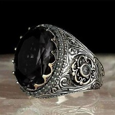 925 Sterling Silver Handmade Jewelry Black Men's Ring All Size Fashion Ring 2025