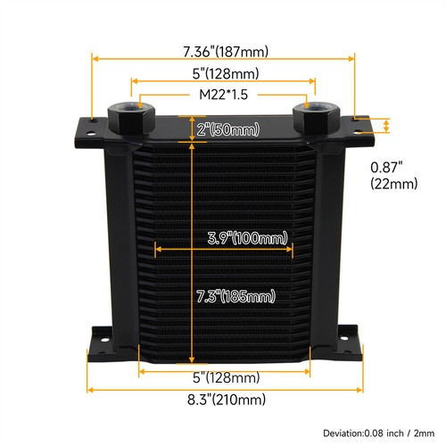 Universal 25 Row Transmission Engine Oil Cooler M22×1.5 Female Ports Aluminum BK - Picture 10 of 12