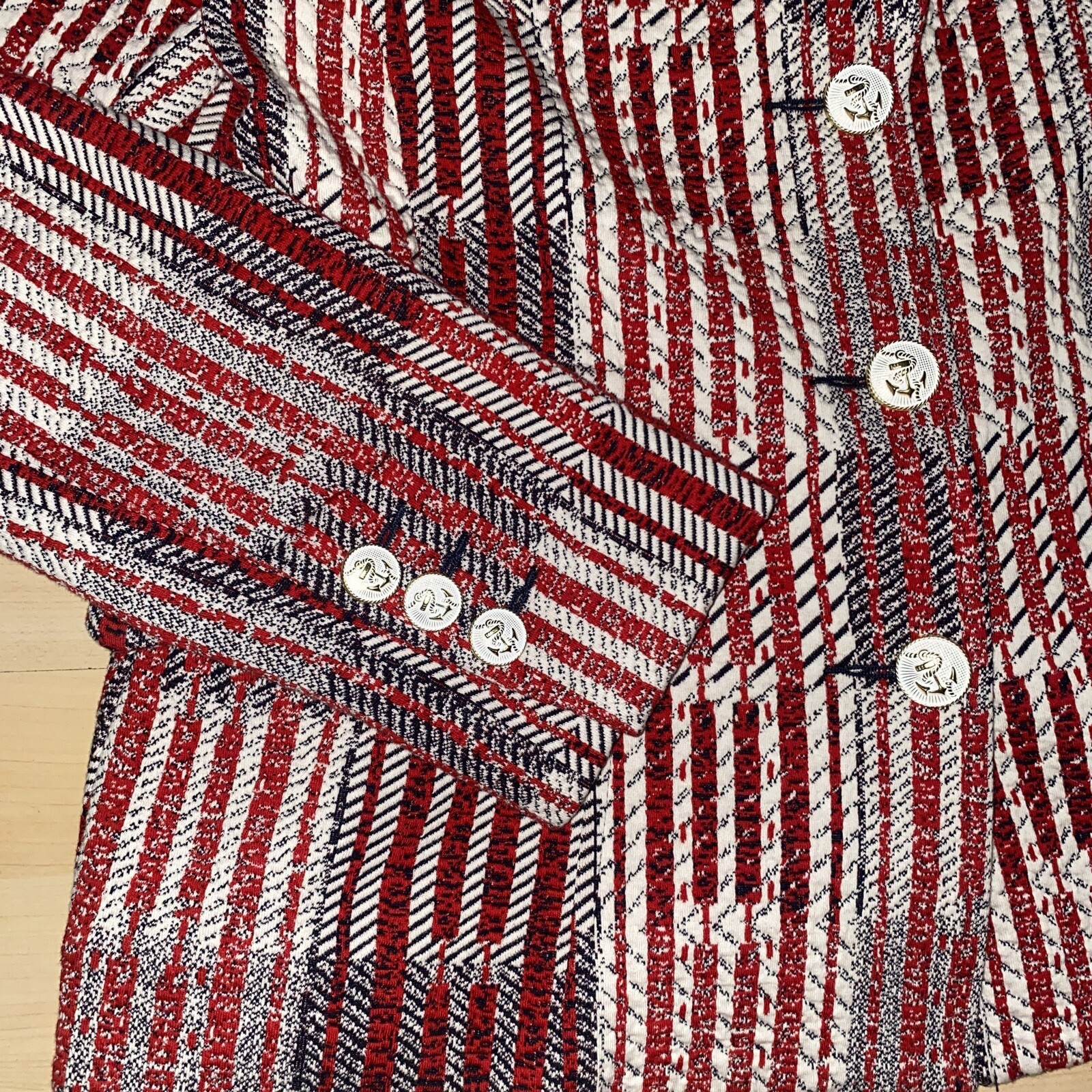 Cabi Small Patchwork Nautical BlazerRed White Nav… - image 11