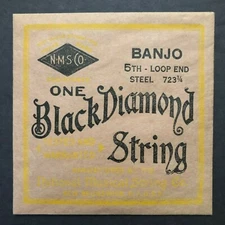 Vintage NMS Co. 5th Loop End Steel 723 1/4 Black Diamond Banjo String