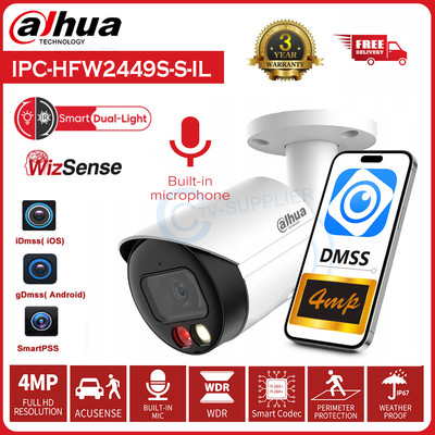 Dahua 4MP Wizsense IPC-HFW2449S-S-IL MIC PoE Dual Lights Full-color IR IP Camera