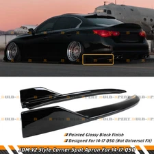 For 2014-2017 Infiniti Q50 Glossy Black Rear Bumper Side Corner Splitters Aprons