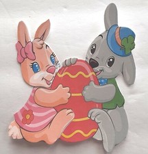 3D Easter Bunny Boy Girl Sharing Colored Egg 3544 Card Scrapbook Embellishment