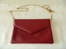 VTG FAIGEN Genuine Leather Envelop Shoulder Bag Clutch Red Wine Colour Australia