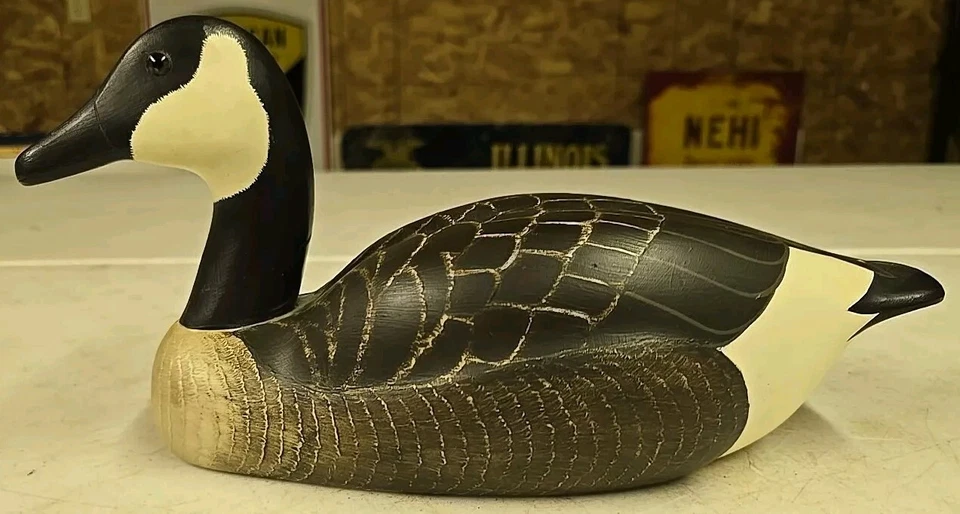 Vintage 13.5" Ethan Allen 1986 Canada Goose Decoy Signed Sara Heikey - Image 2 of 4