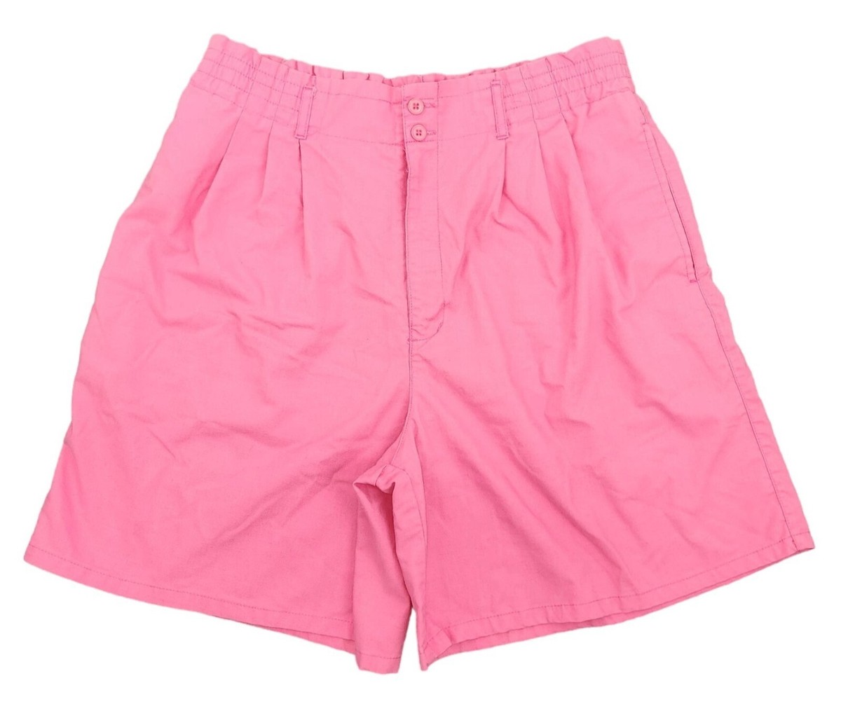 Women's Vintage Blue Cabana High Waisted Pleated Pink Shorts Large