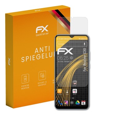 atFoliX 3x Displayfolie für Realme C30 Schutzfolie matt&stoßfest Folie