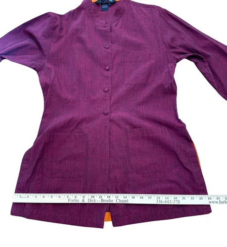 The J. Peterman Co. Asian Mandarin Blouse Shirt Jacket Tunic Burgundy Wmns Sz M - Picture 18 of 24