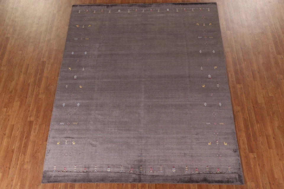 Коричневый шерстяной ковер для гостиной 8x10 футов Gabbeh восточный ручной работы - Изображение 2 из 4