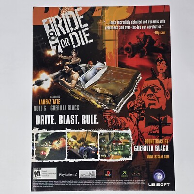 187 Ride or Die PlayStation 2 PS2 Microsoft Xbox Rule Print Ad/Poster Promo Art