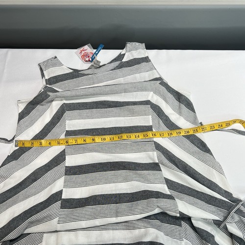 April Cornell Petaluma Maxi Dress Sz XL Striped Grey White Pockets Flowy Coastal - Picture 11 of 13