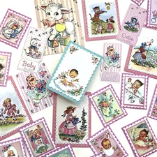 Vintage Style Baby Stickers Scrapbooking Collage Journal Cardmaking