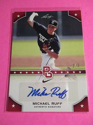 2015 Leaf Perfect Game National ,Showcase PG Autograph Red #d/5 Michael Ruff Col