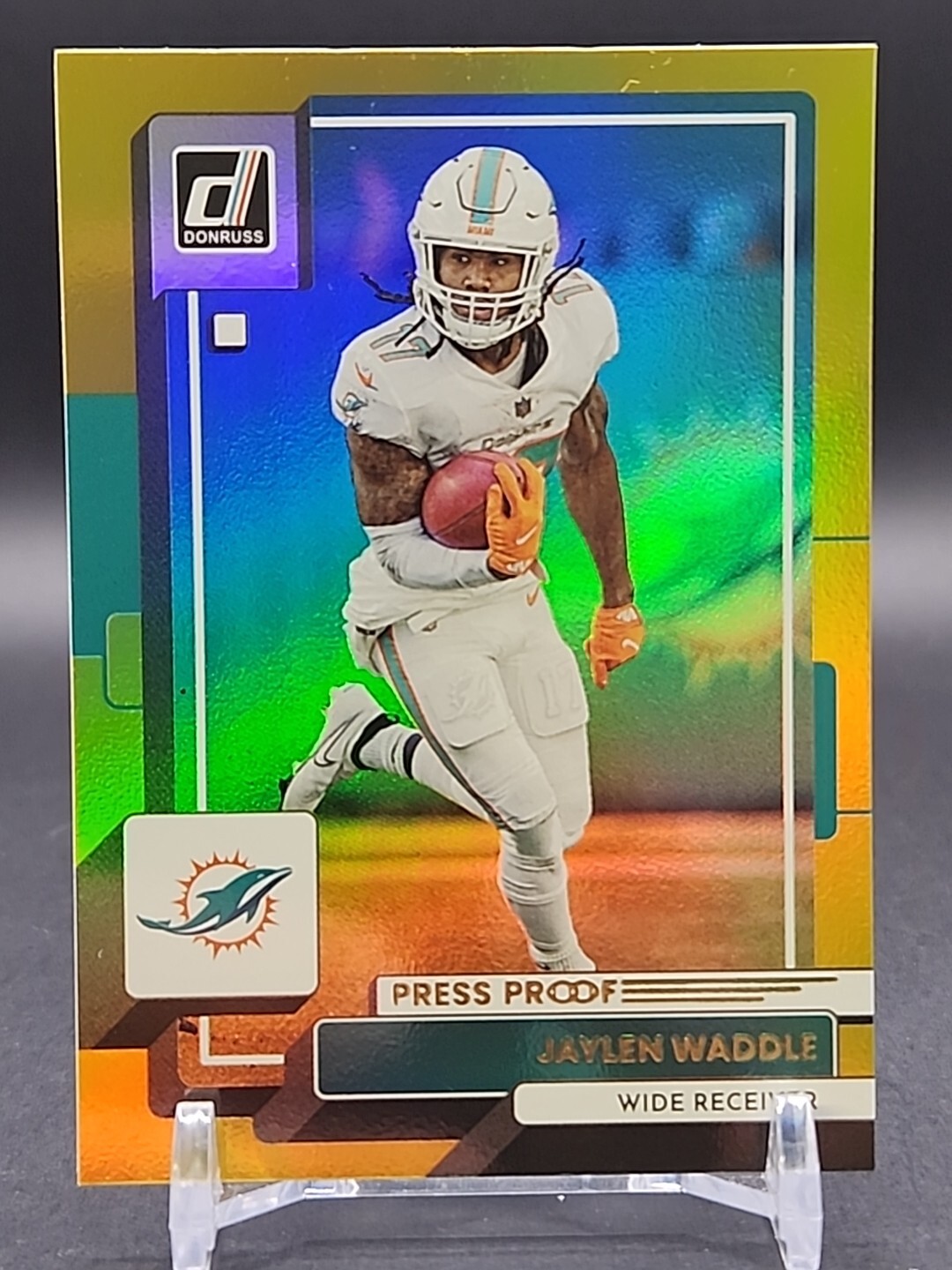 Jaylen Waddle - 2022 Donruss Football - Premium Gold Press Proof #123 - Dolphins
