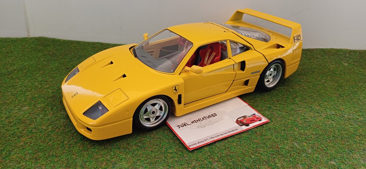 FERRARI F40 1987 jaune 1/18 BURAGO MADE IN ITALY voiture miniature