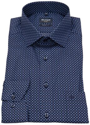 OLYMP Hemd Modern Fit Kentkragen dunkelblau / hellblau / weiß - ohne OVP