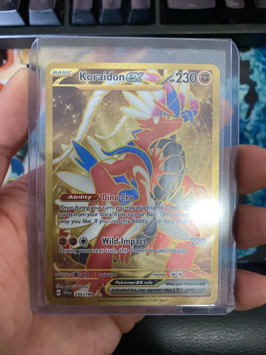 Pokemon Koraidon EX Gold Full Art Secret Rare 254/198 Scarlet and Violet