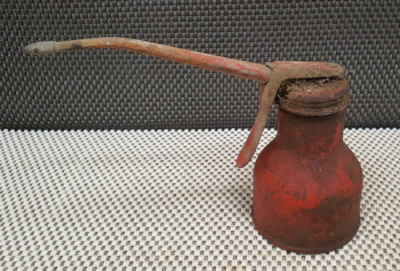Ancienne Burette à Huile JEX - Rouge - Métal - Vintage Atelier - Ø 7,5 Cm