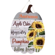 Pumpkin-Shaped Harvest Wall Sign 13.25x9.5-in. Autumn Fall Thanksgiving Decor