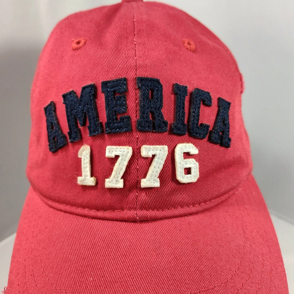 Gorra de béisbol America 1776 roja de algodón envejecido bordada pesada Foto 2 de 4