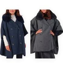 Frank Usher Cape Soft Touch Faux Fur Trim Cape One Size - Choose Your Colour