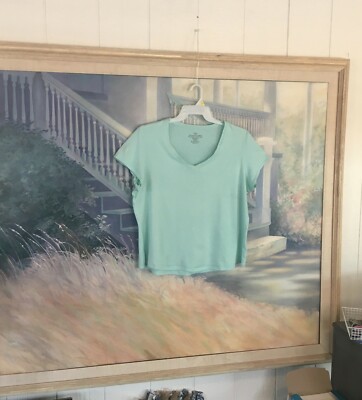 Light Turquoise Women's Faded Glory Cap Sleeve T-Shirt Sz. XL (16-18)