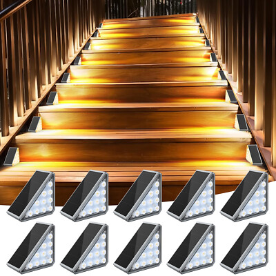 2-10Pack LED Solar Step Lights Outdoor Garden Path Porch Deck Stairs Lamp IP65 