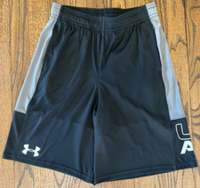 NWT Under Armour Boys Stunt Short w/ HeatGear Black/Gray - Youth Medium