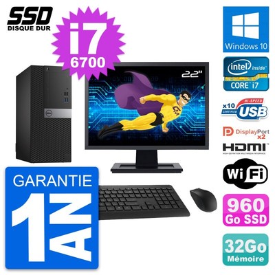 PC tour DELL 7040 Bildschirm 22 '' Core i7-6700 RAM 32Go SSD 960Go HDMI Windows