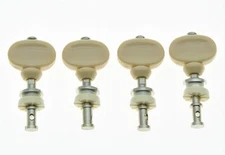 Set of 4 Nickel w/ Cream Buttons Ukulele Tuners Tuning Keys Pegs Machine Heads