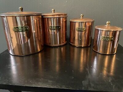 Copper Kitchen Food Canister Set of 4 by Kauri Design - Black and copper  kitchen, Food canisters, Copper kitchen accessories