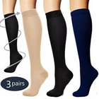 3 Pares Medias Calcetines De Compresion Para Hombres Y Mujeres - 20-30 Mmhg