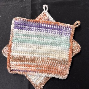 Crochet Pot Holders Homemade - Double Thickness-EARTH tones + BONUS