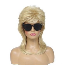 Mullet Wig for Women Light Blonde 80s 90s Retro Costume Party Cosplay Hair