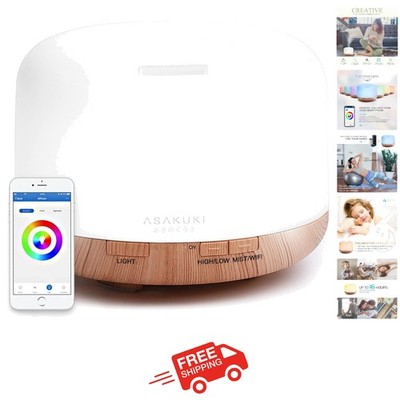 Elegant Light Brown Essential Oil Diffuser - Smart 500ml Humidifier for Wellness
