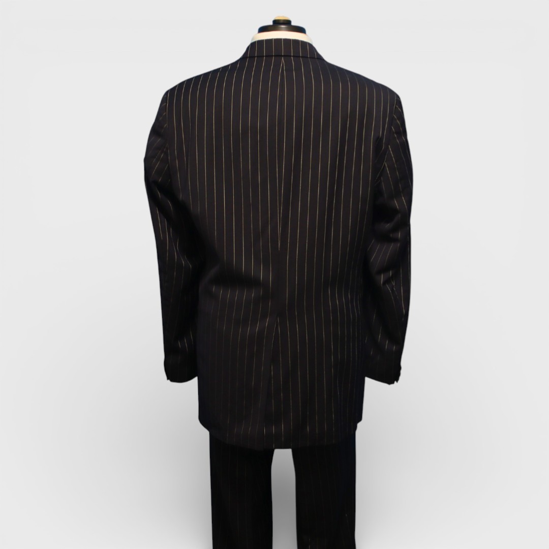 Vintage Hugo Boss 2 Piece Suit 44R Navy Blue Pinstripe Wool 3 Button thumbnail 3