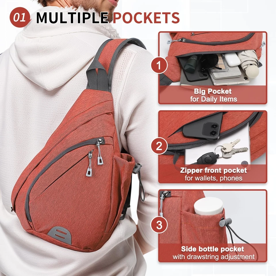 Bolso Bandolera Pequeño Bolso Senderismo 9.36L Bolso de Hombro con Conector para Auriculares,... Foto 4 de 4