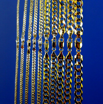 10K Gelbgold MASSIVES Panzer Kubanisches Armband Kettenglied Echtgold 2mm-9mm 7''-9''