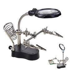 3.5X12X Helping Hands Soldering Station with LED Light Alligator Clips St...