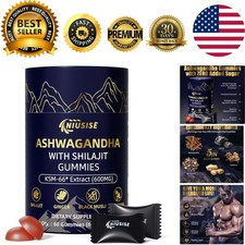 Organic Ashwagandha Gummies with Shilajit Maca for Energy Boost - 60 Count