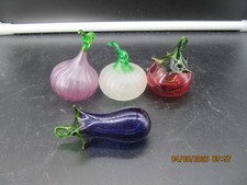 Lot de 4 mini verres légumes oignon, ail, tomate et aubergine